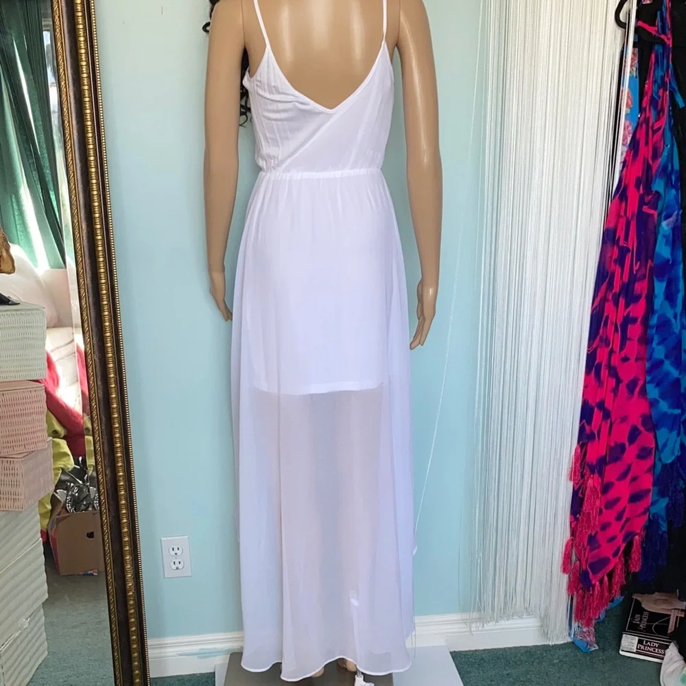 bebe White High-Low Spaghetti Strap Dress - Picture 13 of 17